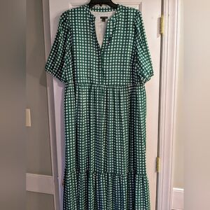 Ann Taylor Green Gingham dress